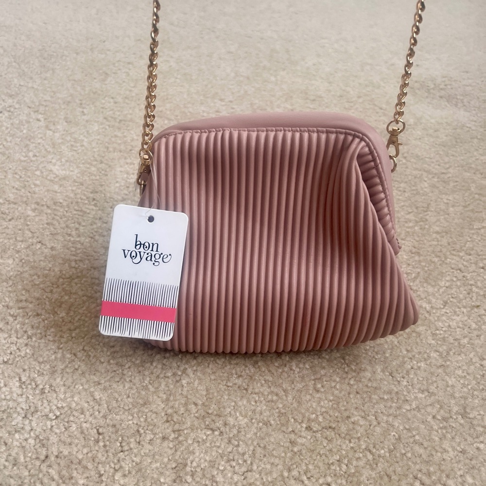 NWT Bon Voyage Pleated Crossbody Bag Chain Strap Evening Party Clutch Purse